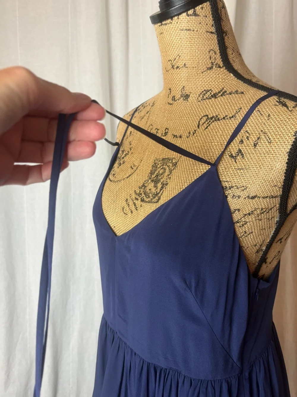 Rebecca Minkoff Women's 8 Blue Dress Belinda Silk Spaghetti Straps Tiered Hem